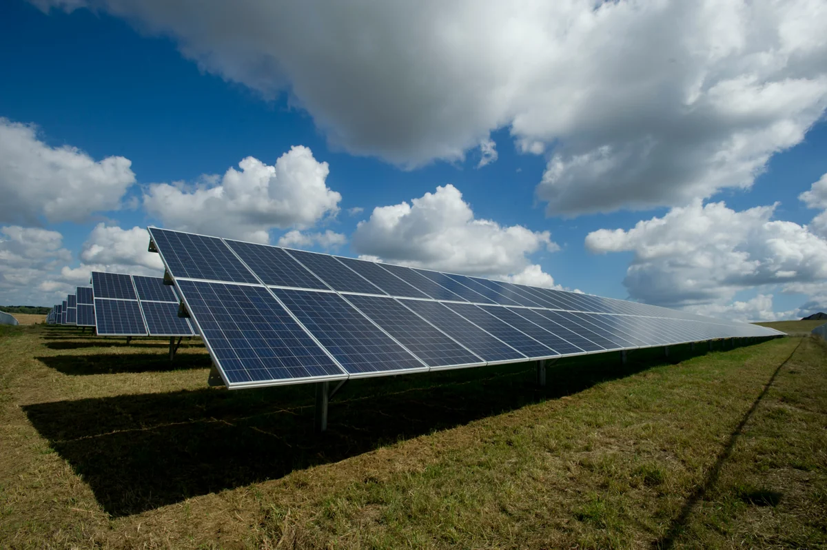 Ground-mounted solar panels — illustrative stock photograph